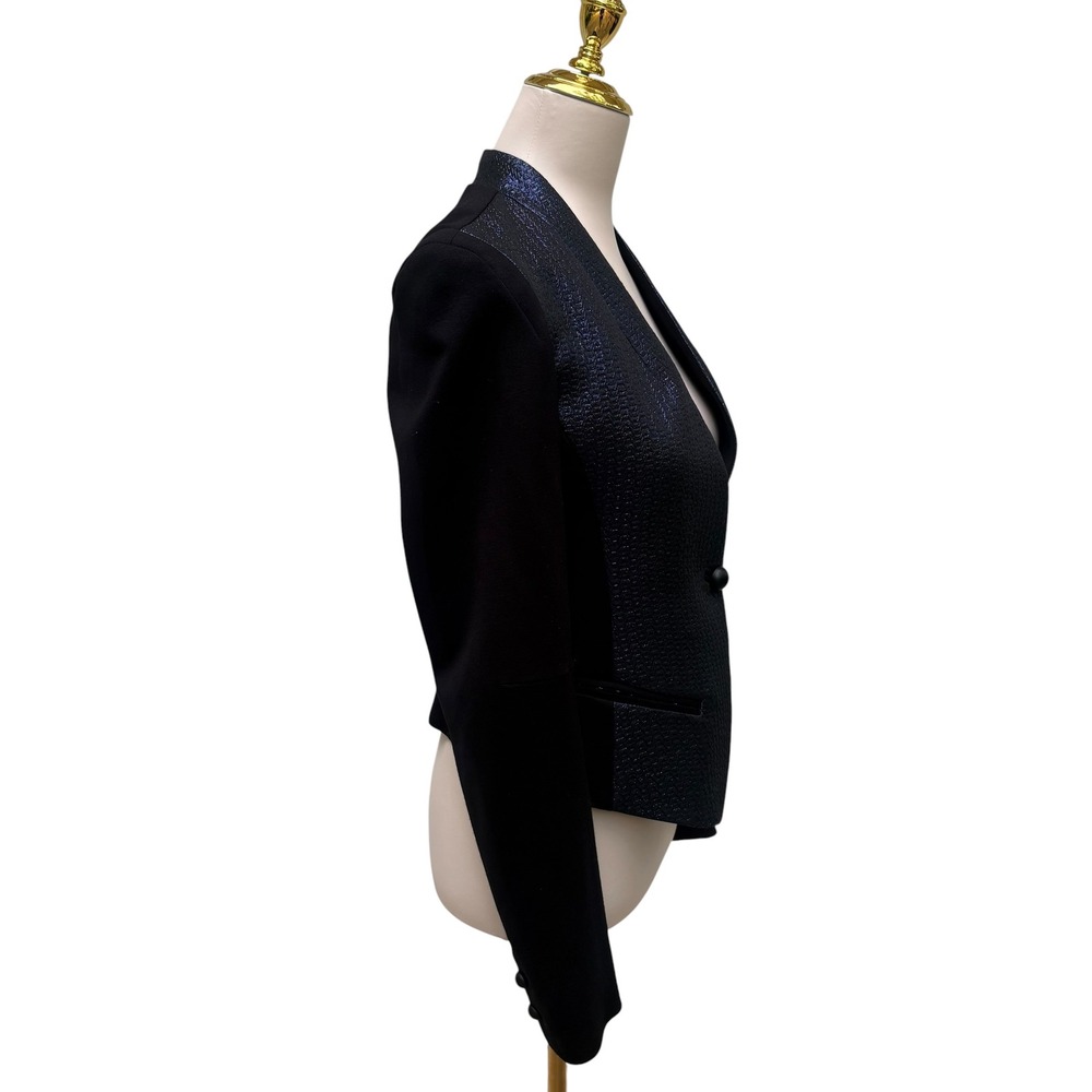 Yoana Baraschi Blazer S Black Metallic Blue NWT  Tailored Shimmer Edgy Cyberpunk - Picture 5 of 10